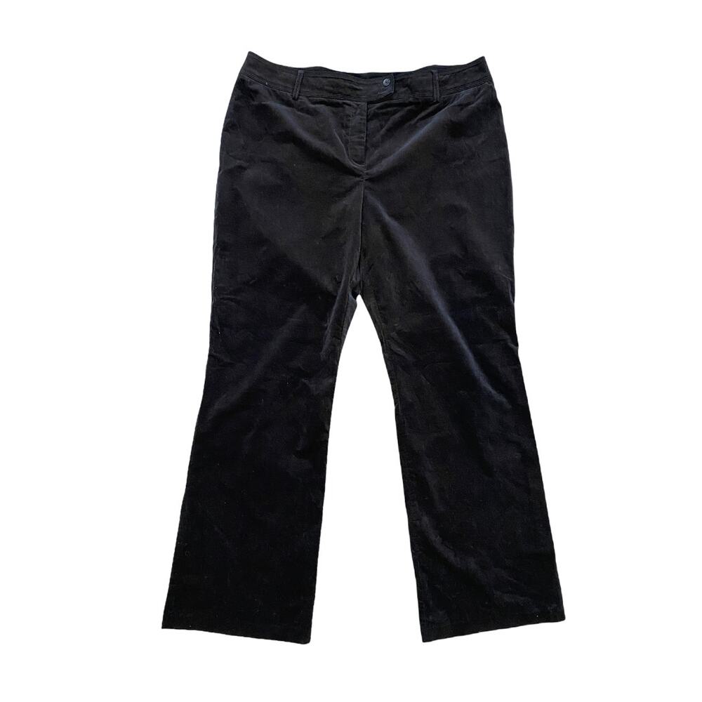 GNW Black Velvet Pants Womens Size 16 Stretch Cotton Bootcut Dress Trousers